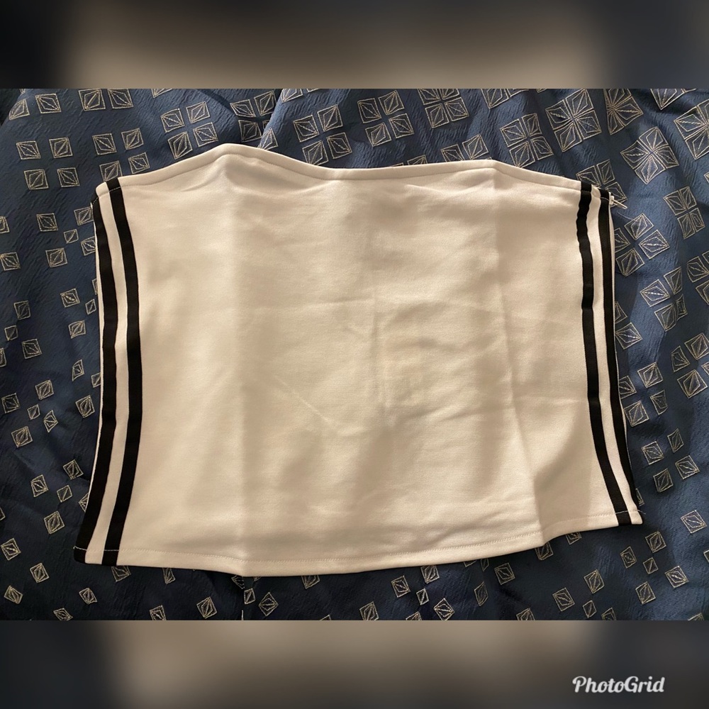Womens White and black Adidas bandeau top
